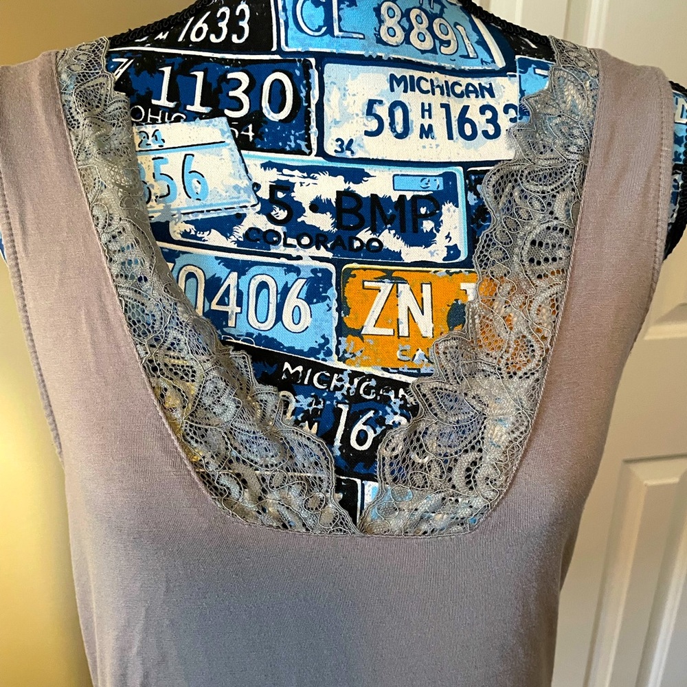 BKE cotton and lace tank in large